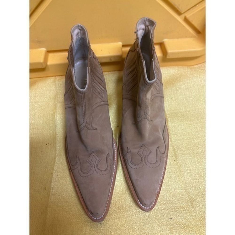 Teatro Western Ankle Boots Womens Tan Suede Pointed Toe Good Cowboy Booties